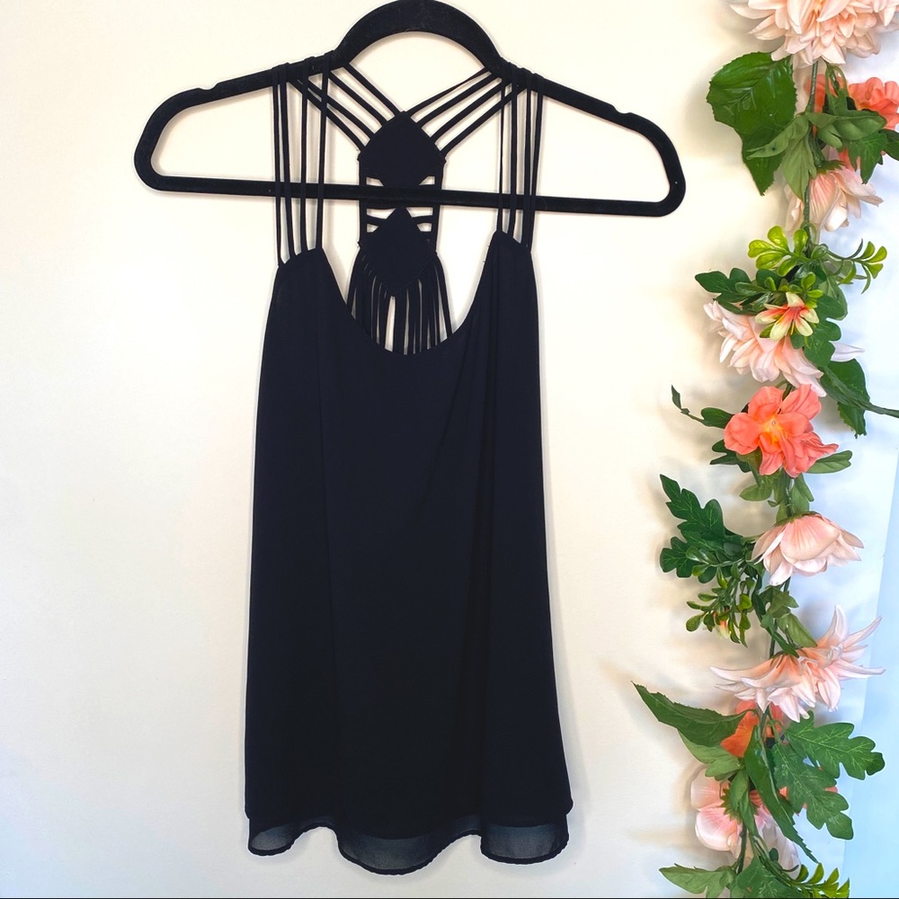 🔮 CY USA Black Tank Top with intricate straps